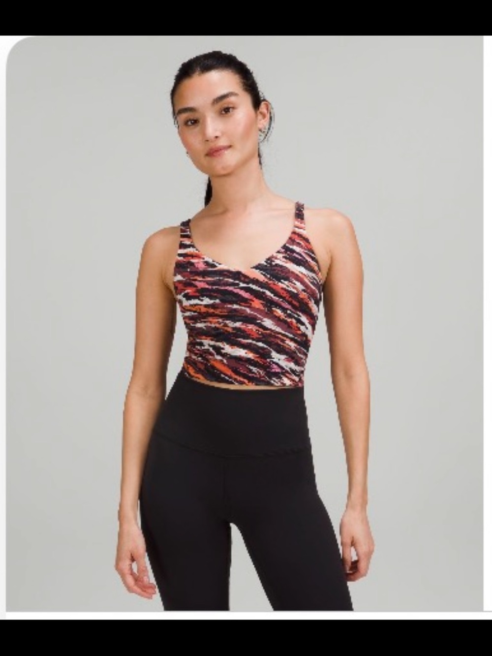 Printed V-Neck Lululemon Cropped Tank Top - Multi-Color